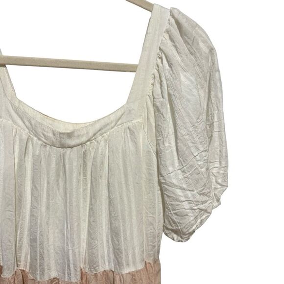 Anthropologie Aura Colorblock Puff Sleeve Midi Dress - Picture 5 of 8